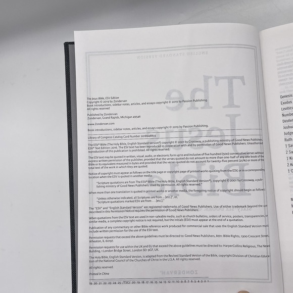 The Jesus Bible ESV Edition Gray Cloth Over Board - Zondervan 2019 Hardcover - Picture 9 of 10